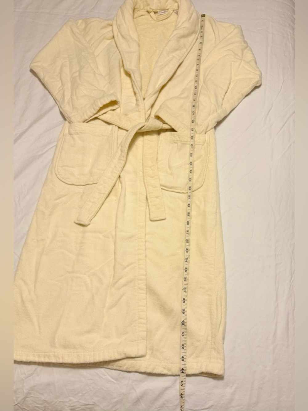 Secret Treasures Terry Bath Robe with Belt | Creamy Yellow - Picture 7 of 11
